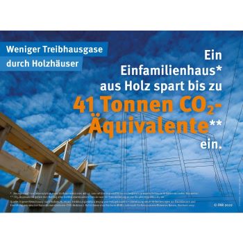 Beim Bau eines Einfamilienhauses können ca. 41 Mio. Tonnen CO2-Äquivalent eingespart werden. Mehr Infos finden Sie auf der Seite von FNR ...